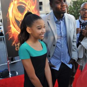Amandla Stenberg with Dayo Okeniyi at The Hunger Games National Mall Tour event in Atlanta  March 6 2012