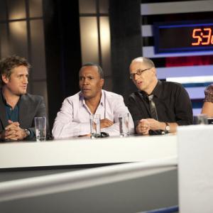 Still of Sugar Ray Leonard James Oseland Curtis Stone and Krista Simmons in Top Chef Masters 2009