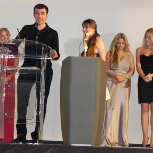 Nikolas Grasso speaking to the audience at Monaco International Film Festival
