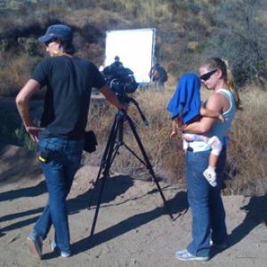 Working with actress 3year old Indi Bellanova on the set of Driving By Braille in September 2011