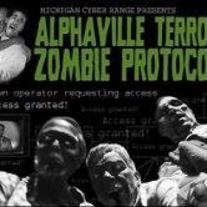 POster for Merit Networks Alpahville Terror Zombie Protocol! Pauline Ann Johnson as the Reporter