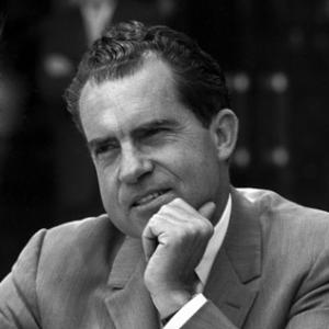Richard Nixon at a signing for his book Six Crises