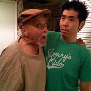 Gerry Bednob and Jeff Lam goofing around on the set of 