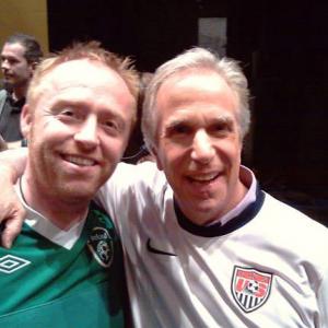 Steve on set with Henry Winkler on James Corden's World Cup Live.