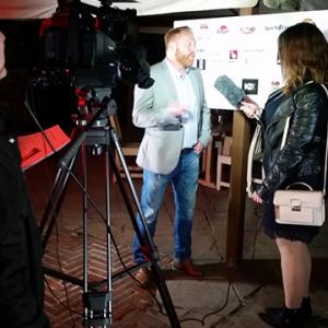 Steve being interviewed at the Hoops Aid charity event in London 2014