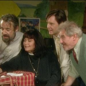 Still of James Fleet, Dawn French, Roger Lloyd Pack and Trevor Peacock in The Vicar of Dibley (1994)
