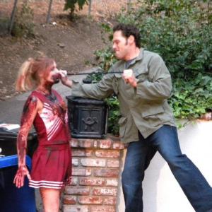 On set of Undead A love Story featured Mathew Easton and Jessica Leonard