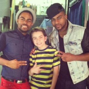 Weston with Jackie Boyz on-set for music video, June 2013.