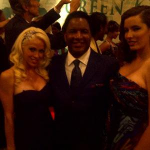 Kirby Britten with LPlayboy model Brenda Powell and actress Kaitlan Welton attend an industry event in Beverly Hills CA