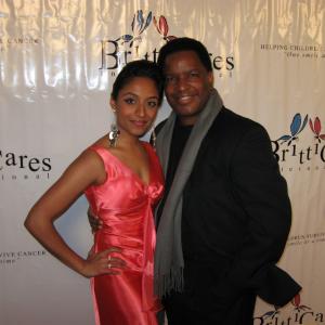 Producer Kirby Britten and actress Nandini Iyer arrives at the Briticares Foundation Gala in Hollywood CA