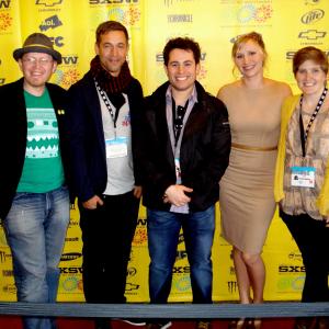 2011 SXSW Red Carpet with the cast and crew of CLEAR BLUE From left to right composer Nathaniel Smith cinematographer Mattias Troelstrup producer S Brent Martin actress Thia Schuessler director Lindsay MacKay
