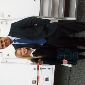 Samantha Page on set filming with felow Canadian actor Adam Beach 2009.