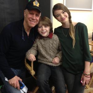 Griffin Kane with Alissa Skovbye and Producer David Rosemont behind-the-scenes of One Christmas Eve, 2014