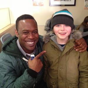Griffin Kane with Kevin Daniels behindthescenes of One Christmas Eve 2014