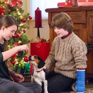Griffin Kane with Alissa Skovbye on the set of One Christmas Eve, 2014.