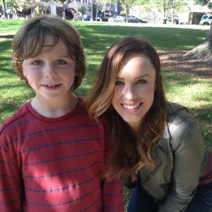 Griffin Kane and Jessica McNamee on the set of Sirens