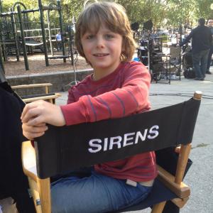 Griffin Kane on the set of Sirens