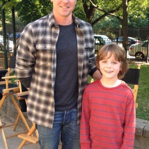 Griffin Kane with Michael Mosley on the set of Sirens