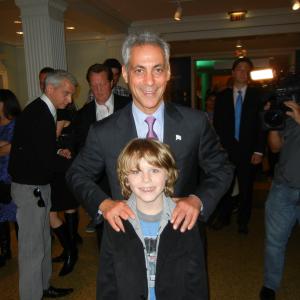 Griffin Kane with Rahm Emanuel at the Chicago Fire Premiere, 2012