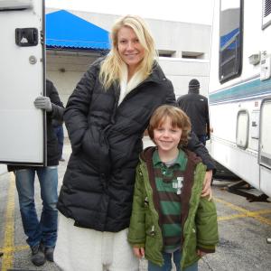 Griffin Kane and Gwyneth Paltrow on the set of Contagion 2010