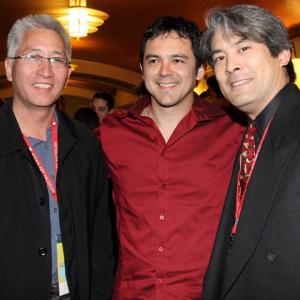 Americanese screening on Opening Night at the 24th San Francisco International Asian American Film Festival  lr author Shawn Wong director Eric Byler actor Chris Tashima  March 16 2006 Lobby of the Castro Theater San Francisco CA