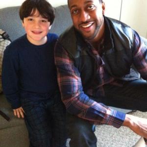Jayden with Jaleel White on the set of Childrens Hospital