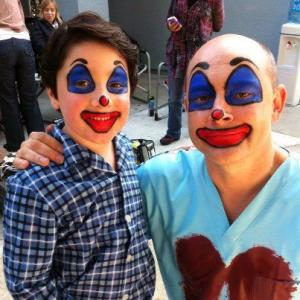 Jayden with Rob Coddry on the set of Childrens Hospital where he is playing the Recurring Guest Star Willy!