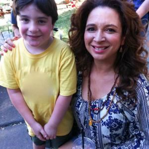 Jayden with Maya Rudolph at his first Up All Night shoot