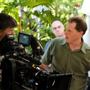 Wayne Bradford consulting with Cinematograper Col Larsen on Futility