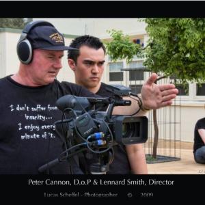 Peter Cannon DoP and Lenny Smith director on the set of Line of Friendship