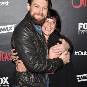 Patrick Fugit and Sharon Tal at event of Outcast 2016