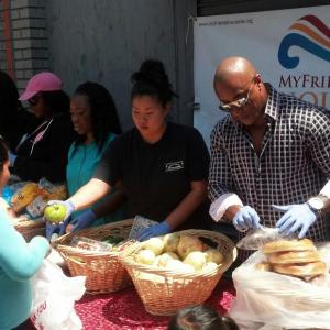 Feeding the homeless on Skid Row with My Friends House Charities