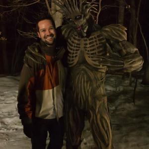 With Noah Bremer as the creature on the set of Solitude Creature effects by Darla Edin