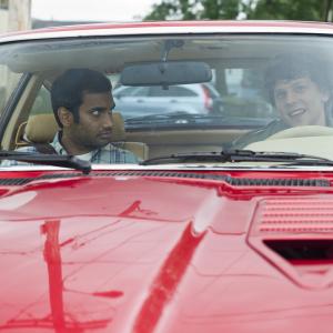 Still of Jesse Eisenberg and Aziz Ansari in 30 Minutes or Less (2011)