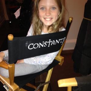 Christa Beth Campbell on the set of Constantine.