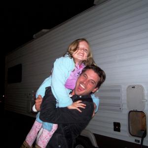 Christa Beth Campbell and Skeet Ulrich TV Dad on the set of Gimme Sheltera new pilot for CBS
