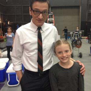 John Hawkes and Christa Beth Campbell on the set of the pilot production of How and Why.
