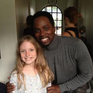 Harold Perrineau and Christa Beth Campbell on the set of Constantine