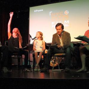Christa Beth Campbell performing as Claire and her clone B at a staged reading of The Donation at the NYC PictureStart Festival