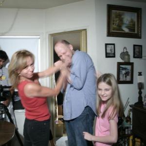 A lighter moment on set of BREAKING the CIRCLE as SOFIA WALKER With QUINCY MILLER as JIM and ASHLEY SWITZER as daughter HOLLY Directed by CHELSEA DOYLE