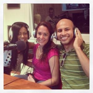 Pilar Bru with Evelyn Jimenez and Jhonny Obando, promoting Esperando (Time to Be)