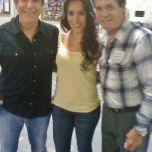 Pilar Bru with Carlos Mata and Eduardo Serrano, shooting a TV show Una Maid en Manhattan