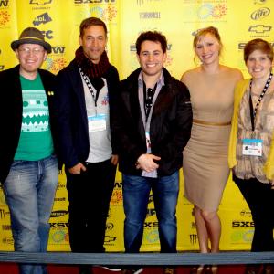 Clear Blue group on the red carpet at SXSW 2011 in Austin TX From Left  Nathaniel Smith composer Mattias Troelstrup cinematographer S Brent Martin producer Thia Schuessler cast Lindsay MacKay writerdirector
