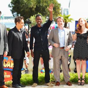 Chris Rock, David Schwimmer, Ben Stiller and Jessica Chastain at event of Madagaskaras 3 (2012)