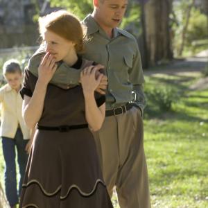 Still of Brad Pitt and Jessica Chastain in The Tree of Life (2011)
