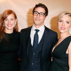 Scarlett Johansson Jessica Chastain and Andy Samberg at event of 30th Annual Film Independent Spirit Awards 2015