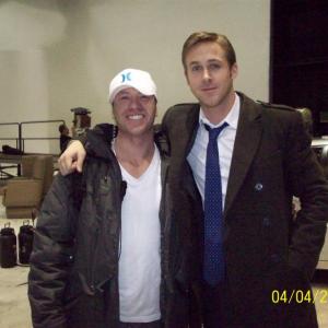 Matt and Ryan Gosling on set of Ides of March