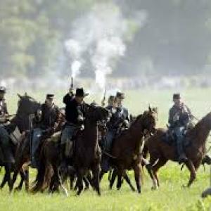 Civil War Reenactments North Regiment Captain Valiant Fight scenes on horseback!