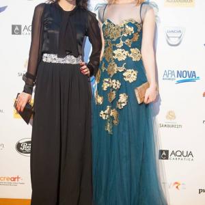 Gabi Suciu and Iulia Verdes at Gopo Awards 2015 both wearing Rhea Costa