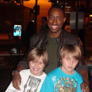 Montrel Miller Peyton Townsend and Parker Townsend on set of Papa